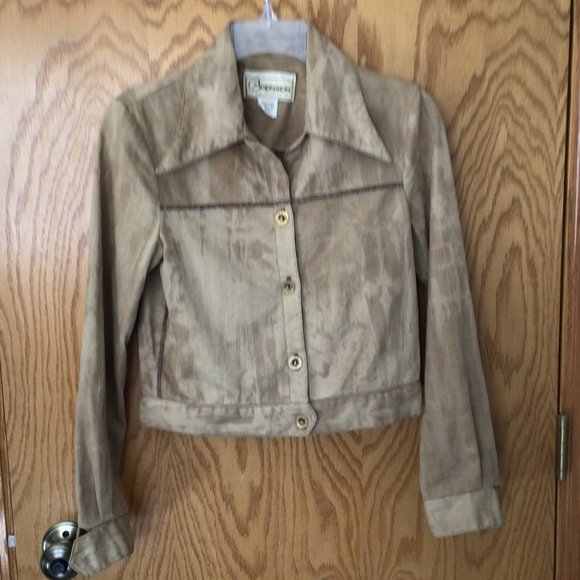 Vintage Western Themed Tan Denim Jacket Bronson of California - - Picture 3 of 14